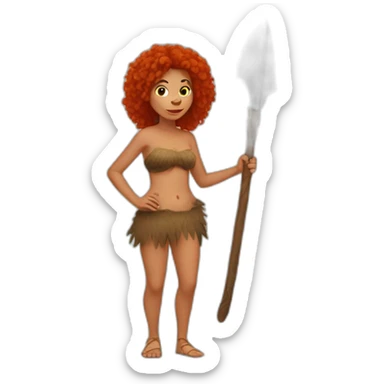 cavewoman with red hair sticker