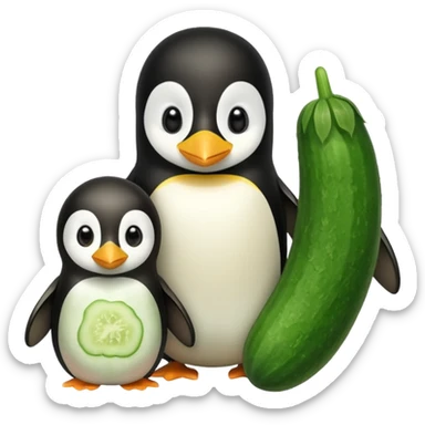 pinguine and a cucumber sticker