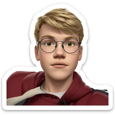 blonde boy with glasses indoors sticker