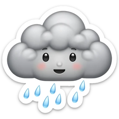 emoji of grey cloud is raining, withou faces sticker