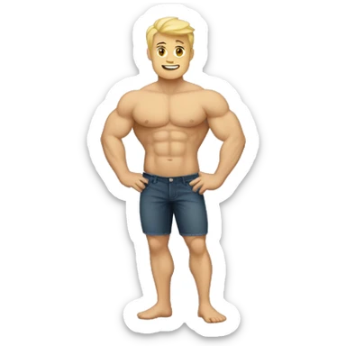 full body blond guy with muscles a little bit fat  sticker