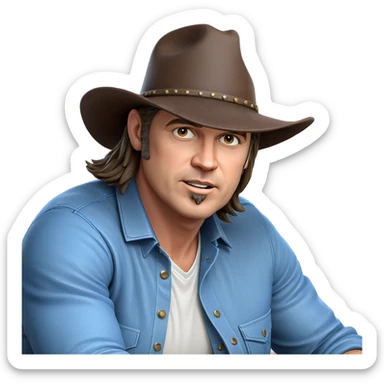 cowboy themed male portrait sticker