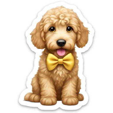 Golden doodle puppy with a hairbow sticker