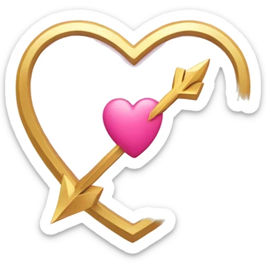 gold arrow going through pink heart sticker