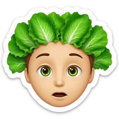 A surprised face with lettuce coming out of its eyes sticker