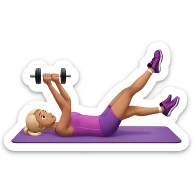 exercise mat with a figure lying and lifting legs sticker
