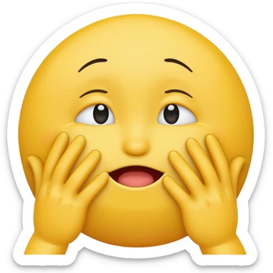 Yellow Standard smiley emoji blushing and hiding face with hands because they are flustered and embarrassed  sticker