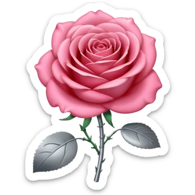 gray metal chrome rose, without green leaves, just flower sticker