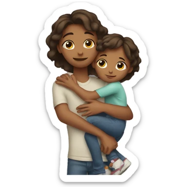 Sister hugging her big brother sticker