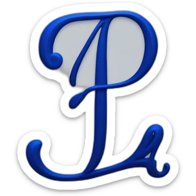 beautiful cursive capital A in royal blue colour sticker