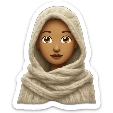 a woman in a wool shawl sticker