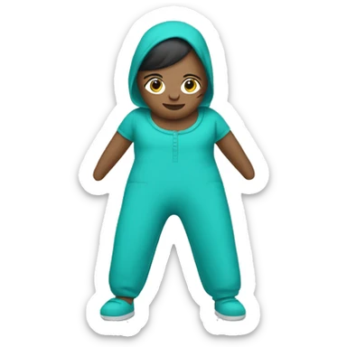 Create an emoji of a turquoise jumpsuit with adjustable waist and wide legs. The jumpsuit should have a modern, stylish design, with vibrant turquoise color and eco-friendly materials like organic cotton sticker