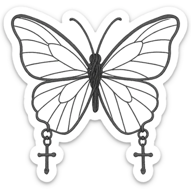 goth earrings, black butterfly, delicate gothic, ethereal sticker