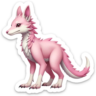 Feral Rare Fantasy cute pastel pink Vernid-Sergal-species by LiLaiRa, markings, tufted ears, full body sticker