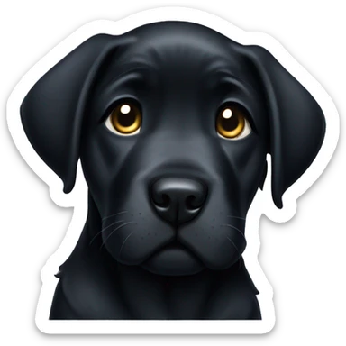Tired black mastiff lab puppy sticker