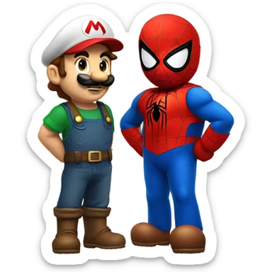 Mario with spider-man sticker