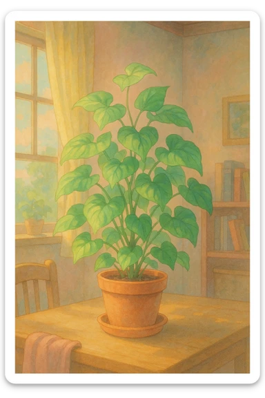 soft and whimsical home plant sticker