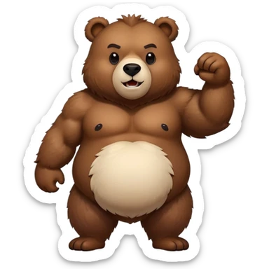 A pumped-up furry bear with a big belly sticker