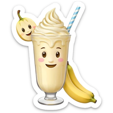 milkshake with a face, banana sticker