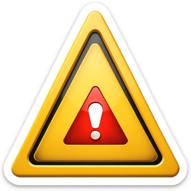 yellow warning triangle with stylized exclamation mark sticker