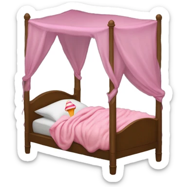 sleeping fish with man's legs in a high tower in the bed with pink canopy eat a lollipop while sleeping sticker