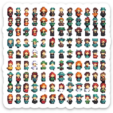 stylish professional pixel art male and female icons with modern fashion sticker