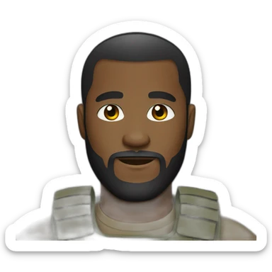 bearded black man with a low military cut sticker