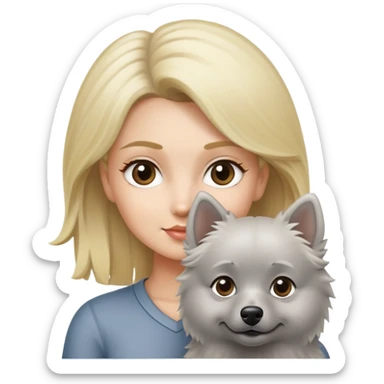 blonde with grey spitz dog sticker