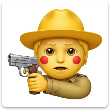 Standard yellow face emoji with a gun in its mouth sticker