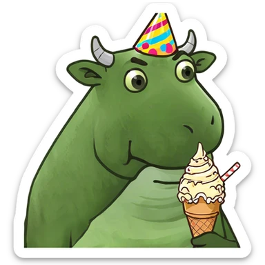 Cow eating ice cream cone  sticker