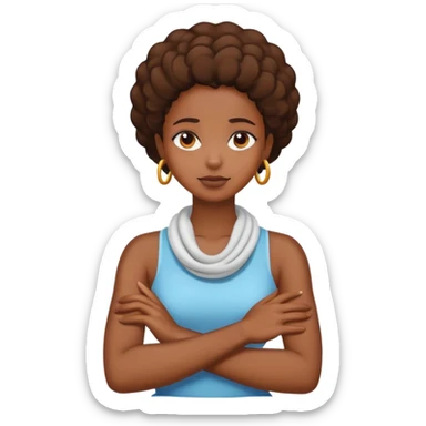 arms crossed holding neck black girl sticker