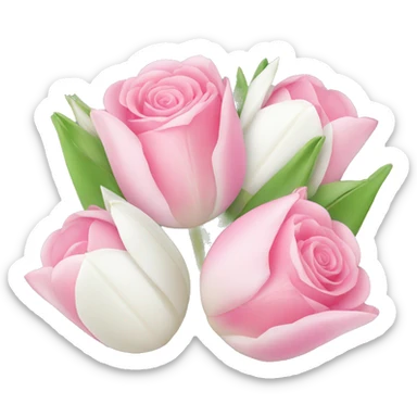 Bouquet of pink rose and white tulips sticker