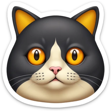 Un gato negro gordito con los ojos de color amarillos sentado sticker