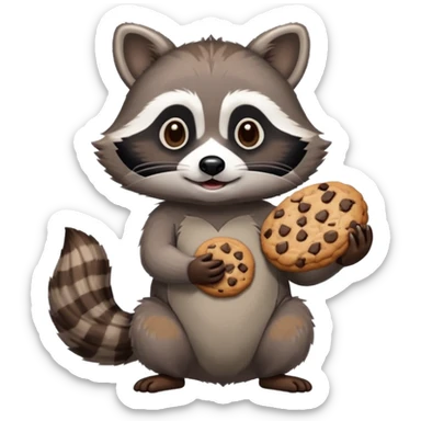 A raccoon is holding a cookie in his hands sticker
