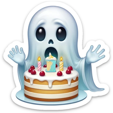 Ghost eating cake sticker