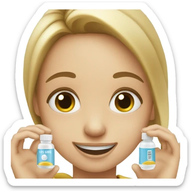 Happy girl holding eyedrops sticker