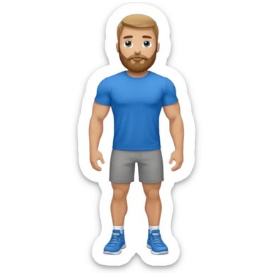 Naked sexy bald man with beard and blue eyes full body dad bod sticker