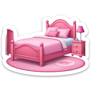 Little girls’s bedroom with pink bed and nightstand  sticker