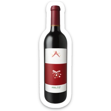 bottle of christmas red wine with holli branch logo sticker