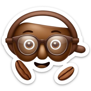 Coffee bean with glasses sticker