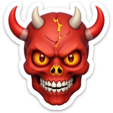 skull with a devil face sticker