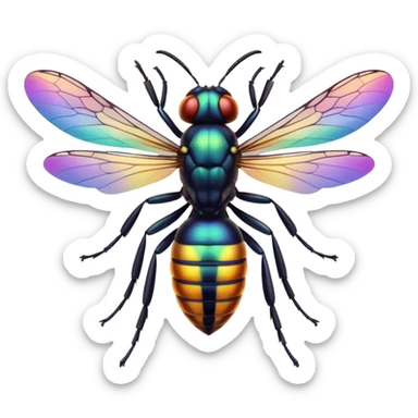 a rainbow wasp sticker