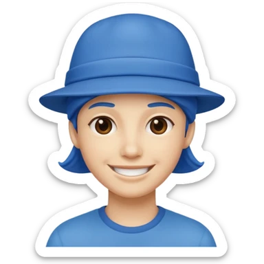 Mavi şapkalı gülen yüz sticker