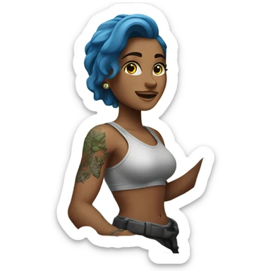 Beautiful tattooed woman climbing rocks sticker