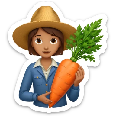 A person from the Roblox game Grow a Garden, who is a seller holding a carrot sticker