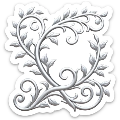 Black and silver filigree vine design, 3D, extremely detailed design sticker