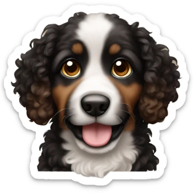 black and brown curly puppy sticker