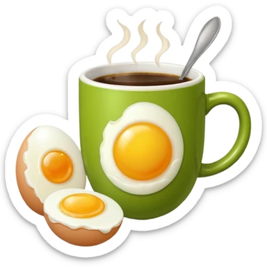 eggs with veggies and on the side one coffee in cute mug sticker