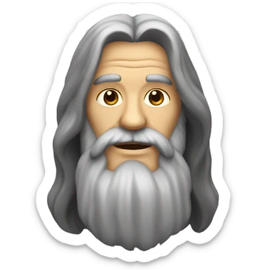 old hippie with long dark hair and a beard no glasses sticker