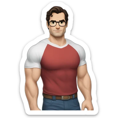 front view of henry cavill clark kent wearing white t-shirt using a laptop sticker
